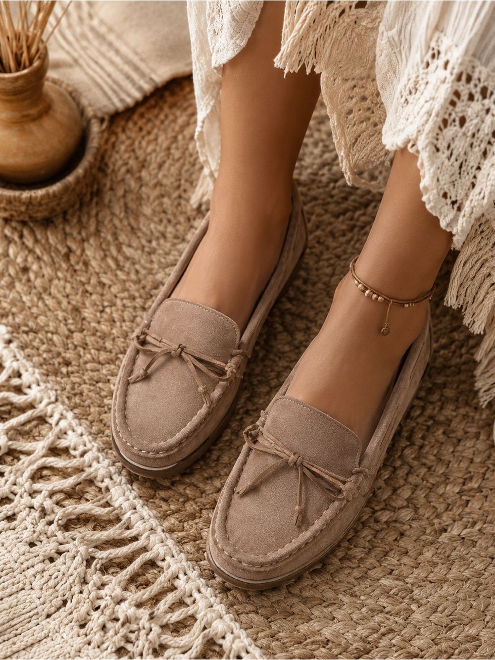 Aldo Women's Moccasins in Soft Tan Suede